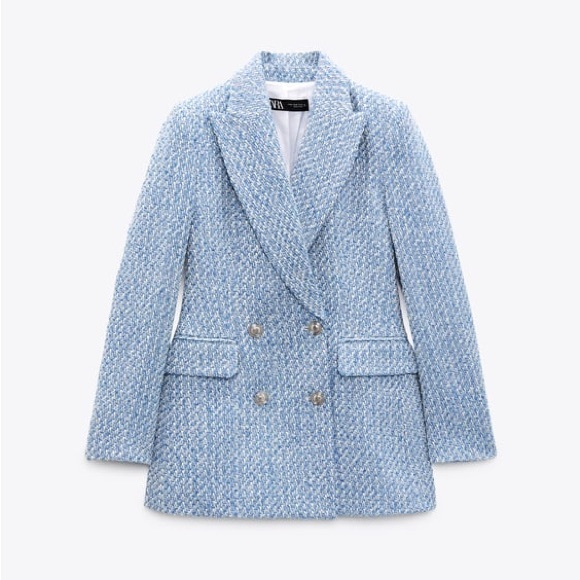 NWT Zara Double Breasted Textured Weave Blazer S - Picture 4 of 16